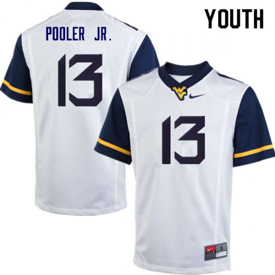 Youth West Virginia Mountaineers NCAA #13 Jeffery Pooler Jr. White Authentic Nike Stitched College Football Jersey AP15W22WM